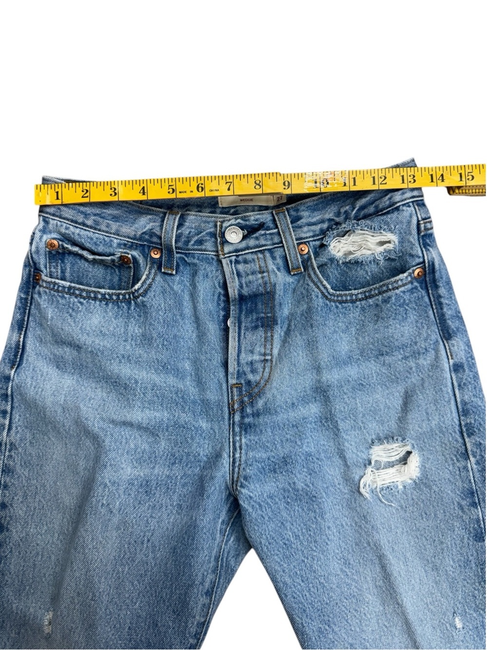Women's Light Blue Distressed Bootcut Jeans - Picture 4 of 10
